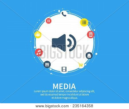 Media Concept. Growth Abstract Background With Integrated Meta Balls, Integrated Icon For Digital, S