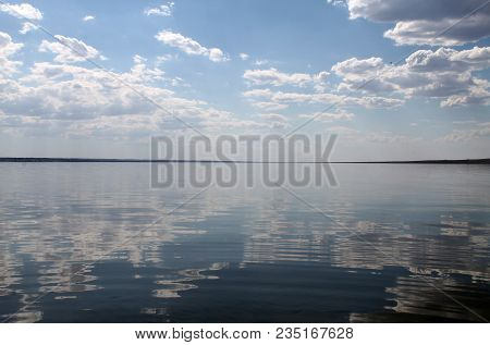 Deserted Beach Lake, Summer Sky, Nature Blue Cloud, Tuva, The Sky Reflected In The Water