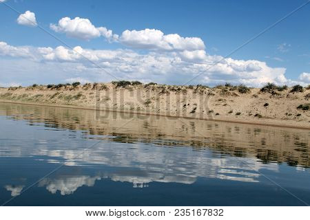 Deserted Beach Lake, Summer Sky, Nature Blue Cloud, Tuva, The Sky Reflected In The Water