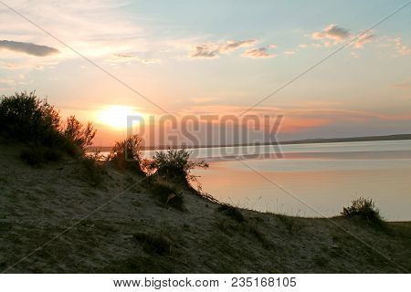 The Setting Sun Reflected In The Pond, Lake, Water, Transparent