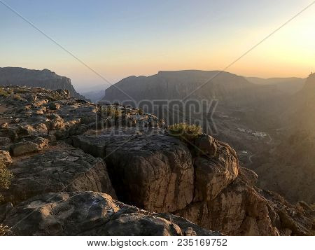 Sunset View Of Diana Point In Al Jabal Al Akhdar In Oman