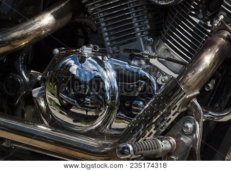 Shiny Chrome Motorcycle Engine Block Chopper. For Real Motorcycle Lovers.