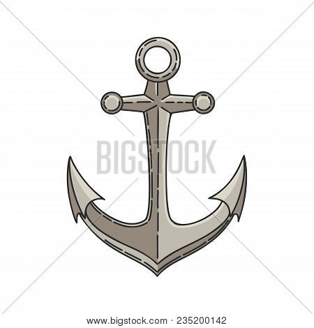 Hand Drawn Vector Cartoon Anchor Isolated On White Background