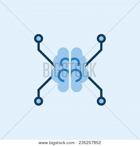 Circuit Digital Brain Icon. Vector Machine Learning Brain Concept Symbol On Dark Background