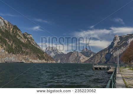 Ebensee Sea And Town In Big Austrian Alps
