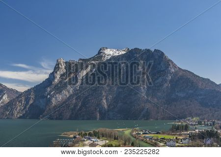 Ebensee Sea And Town In Big Austrian Alps