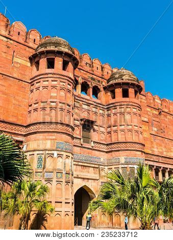 Amar Singh Gate Of Agra Fort. Unesco Heritage Site In Uttar Pradesh, India