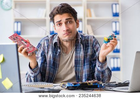 Computer hardware repair and fixing concept by experienced techn