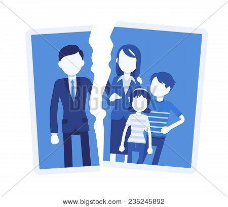 Family Breakup Problem. Photo With Rift Between People, Serious Quarrel, Spouse Disagreement, End Wi