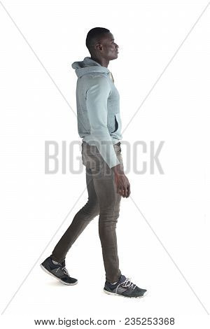 An African Man Walking On White Backgroound