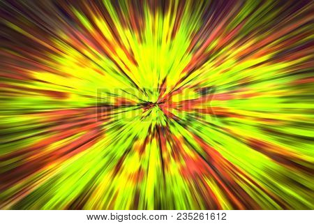 Psychedelic Hypnotic Unrealistic Abstract Speedy Yellow Green Red Background, Motion Blur Effect, Zo