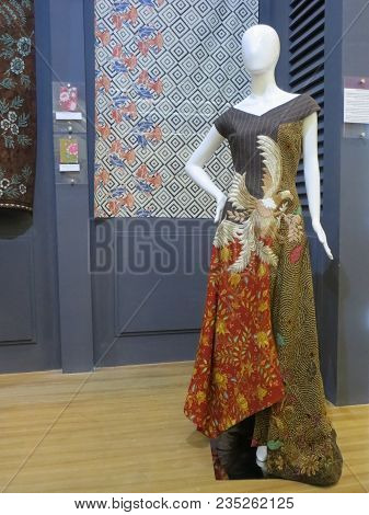 Jakarta, Indonesia - June 8, 2017: A Mannequin Wearing Indonesian Traditional Batik Clothes.
