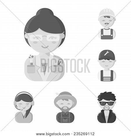 People Of Different Professions Monochrome Icons In Set Collection For Design. Worker And Specialist