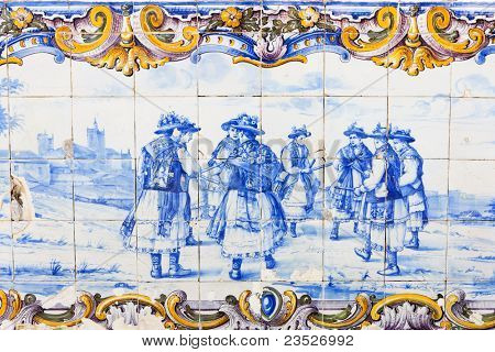 Kacheln (Azulejos) am Bahnhof von Duas Igrejas, Portugal