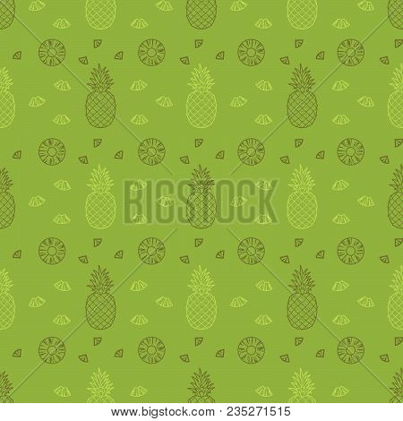 Pineapple Fruits Seamless Summer Pattern Background Vector Format