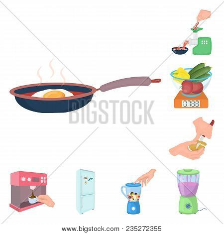 Cooking Food Cartoon Icons In Set Collection For Design. Kitchen, Equipment And Tools Vector Symbol 