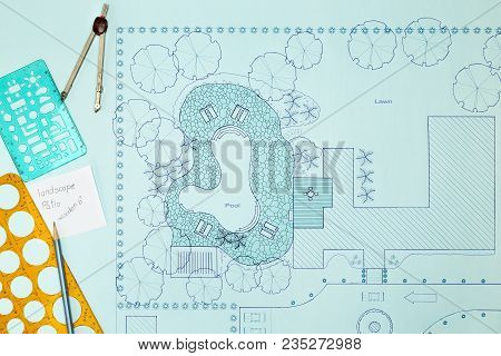 Blueprint Landscape Architect Design Backyard Plan For Villa