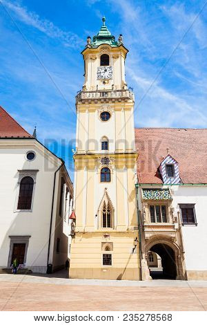 Bratislava Old Town Hall Is A Complex Of Buildings In The Old Town Of Bratislava, Slovakia. Old Town