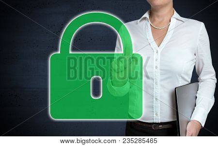 U-lock Touchscreen Is Shown By Businesswoman Picture