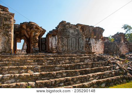 Palenque, Chiapas, Mexico: The Palace, One Of The Mayan Buiding Ruins In Palenque. Palenque Was Decl