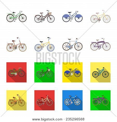 Children Bicycle And Other Kinds.different Bicycles Set Collection Icons In Cartoon, Flat Style Vect