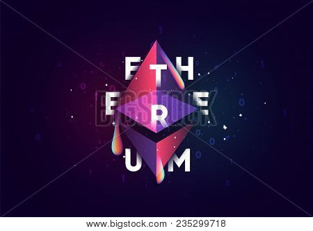 Ethereum Crypto. Design Of Electronic Cryptocurrency Market Finance, Business Concept Coin Money.