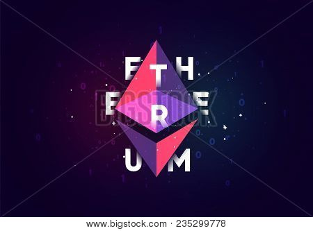 Ethereum Crypto. Design Of Electronic Cryptocurrency Market Finance, Business Concept Coin Money.