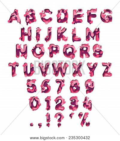 Paper Cut Letter. Fluid Typeface, Texture Style Papercut. Design 3d Sign Isolated On White Backgroun