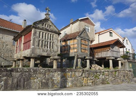 Pile Granarys In The Village Of Combarro, Galicia, Spain