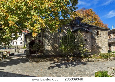 Metsovo, Epirus, Greece - October 19, 2013: Autumn View Of Orthodox Church In Village Of Metsovo, Ep