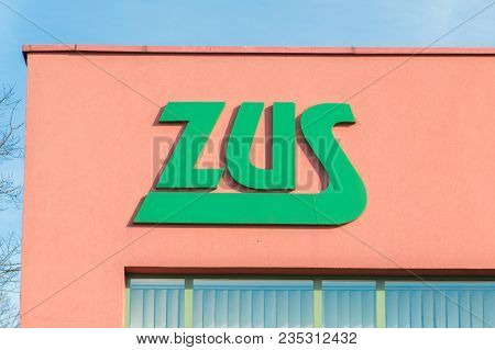 Malbork, Poland - April 4, 2017: Logo Zus (polish: Zaklad Ubezpieczen Spolecznych). Zus Is Polish So