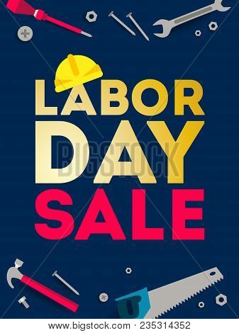 Labor Day Sale Illustration With Construction Equipment.