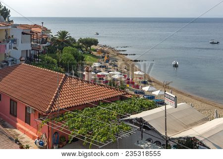 Chalkidiki, Central Macedonia, Greece - August 25, 2014: Panoramic View Of Gea Beach At Sithonia Pen