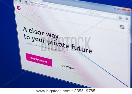 Ryazan, Russia - March 29, 2018 - Homepage Of Bytecoin Crypto Currency On The Pc Display, Web Addres