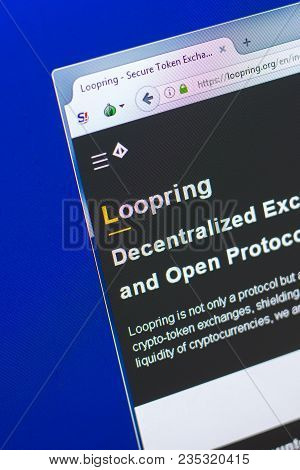 Ryazan, Russia - March 29, 2018 - Homepage Of Lupring Crypto Currency On A Pc Loopring.org