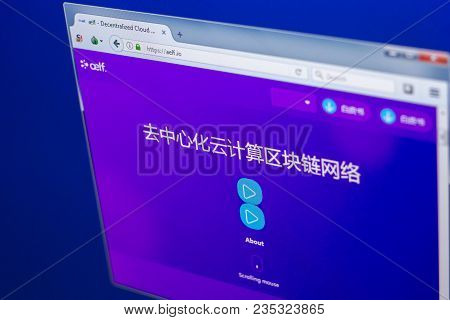 Ryazan, Russia - March 29, 2018 - Homepage Of Aelf Crypto Currency On The Pc Display, Web Address - 