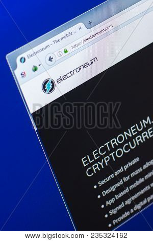 Ryazan, Russia - March 29, 2018 - Homepage Of Electroneum Crypto Currency On The Pc Display, Web Add