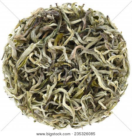 Yunnan Mao Jian Pure Bud Green Tea In Round Shape Isolated