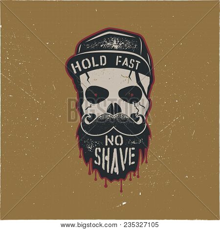 Skull Character With Blood Stains, Cap. Vintage Hand Drawn Label, Street Style. Urban City Attribute
