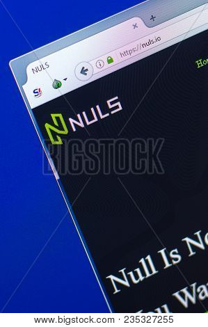 Ryazan, Russia - March 29, 2018 - Homepage Of Nuls Crypto Currency On The Pc Display, Web Address - 
