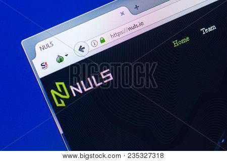 Ryazan, Russia - March 29, 2018 - Homepage Of Nuls Crypto Currency On The Pc Display, Web Address - 