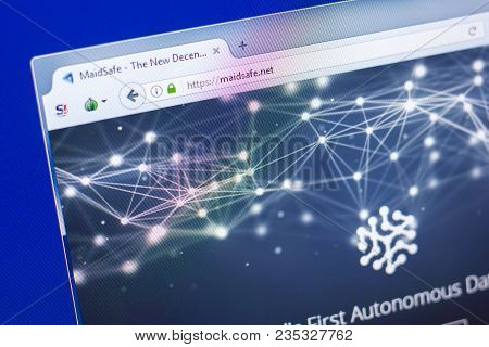 Ryazan, Russia - March 29, 2018 - Homepage Of Maid Safe Coin On The Pc, Web - Maidsafe.net.