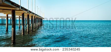 Under A Pier, Clear Turquoise Water Of The Caribbean Sea.