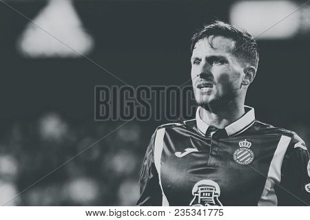 VALENCIA, SPAIN - APRIL 8: Piatti during Spanish La Liga match between Valencia CF and RCD Espanyol at Mestalla Stadium on April 8, 2018 in Valencia, Spain