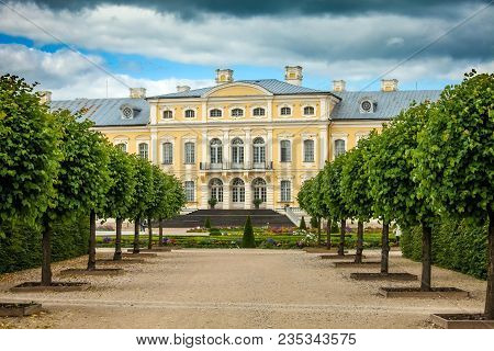 Rundale Palace Built In Baroque Style In Pilsrundale, Latvia