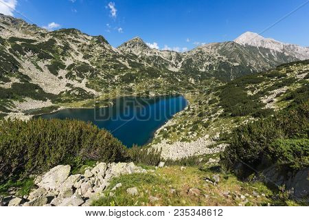 Amazing Landscape With Fish Banderitsa Lake And Vihren Peak, Pirin Mountain, Bulgaria