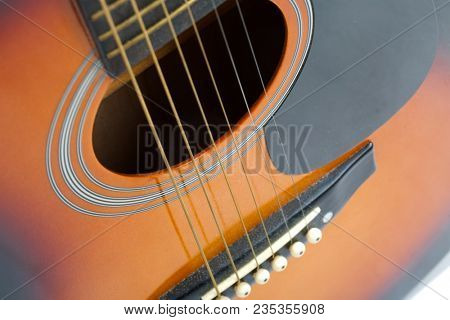 Acoustic guitar close up detail