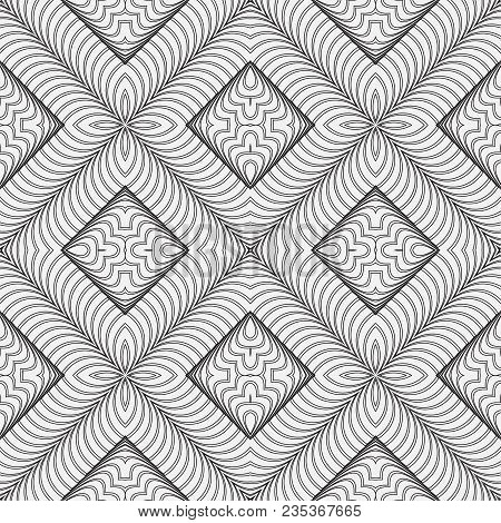 Vector Seamless Pattern. Modern Texture. Repetition Of Geometric Elements. Monochrome. Wallpaper For