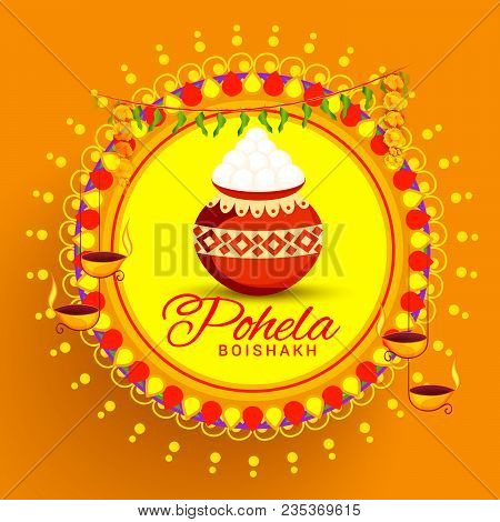 Poster Or Banner Of Bengali New Year Pohela Boishakh Greeting Card Background.