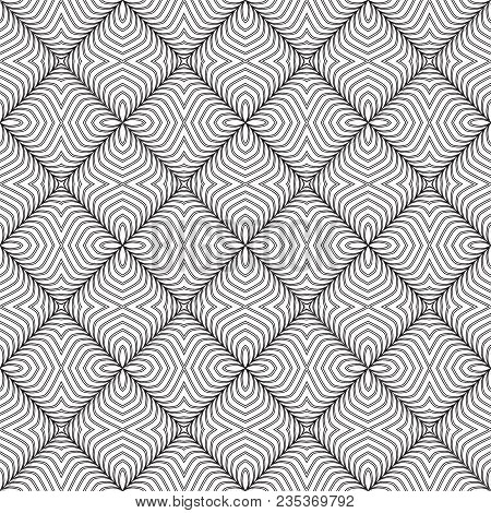 Vector Seamless Pattern. Modern Texture. Repetition Of Geometric Elements. Monochrome. Wallpaper For